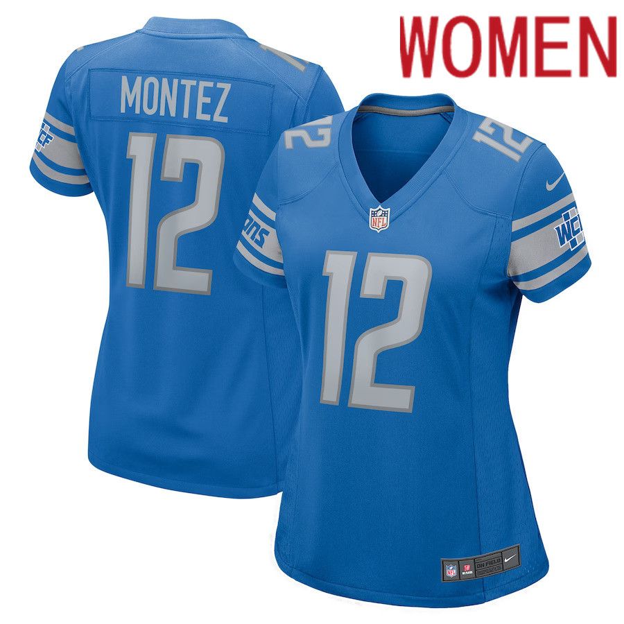Women Detroit Lions #12 Steven Montez Nike Blue Home Game Player NFL Jersey
